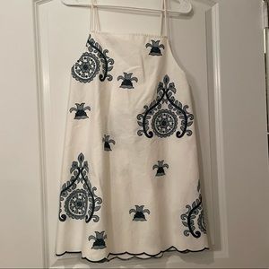 White Zara dress with green details